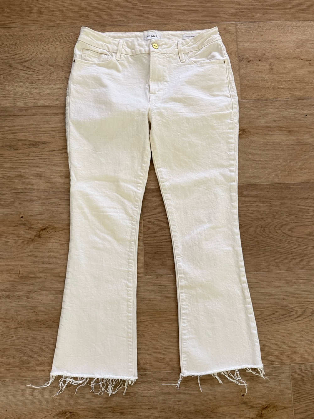 FRAME Le Crop Mini Boot Jeans Size 28 Raw Hem Au Natural